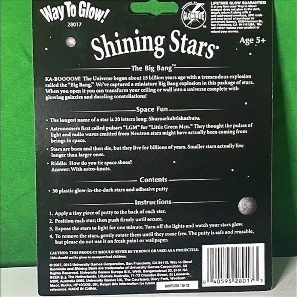 Way to Glow Shining Stars Glow in the Dark 30 Count Lot‎ of 2 New